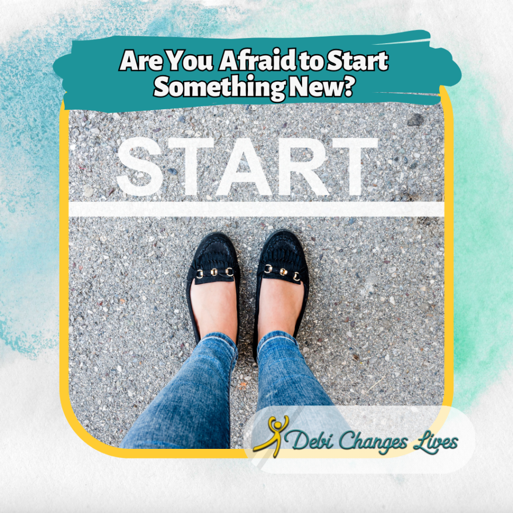 A woman in dress shoes stands at the starting line of a race, symbolizing the beginning of a new journey. From the blog post "Are You Afraid of Starting Something New? Overcome your fears & embrace new beginnings!